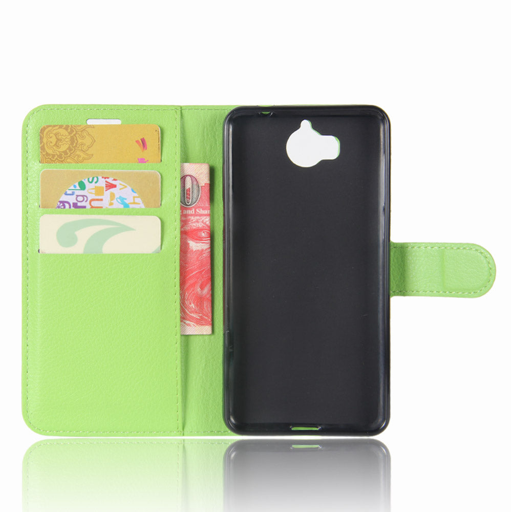 For Huawei Y5 (2017) / Y6 (2017) Litchi Texture PU Leather Card Slots Stand Phone Casing