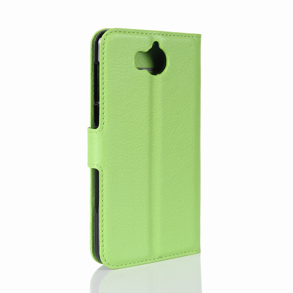 For Huawei Y5 (2017) / Y6 (2017) Litchi Texture PU Leather Card Slots Stand Phone Casing