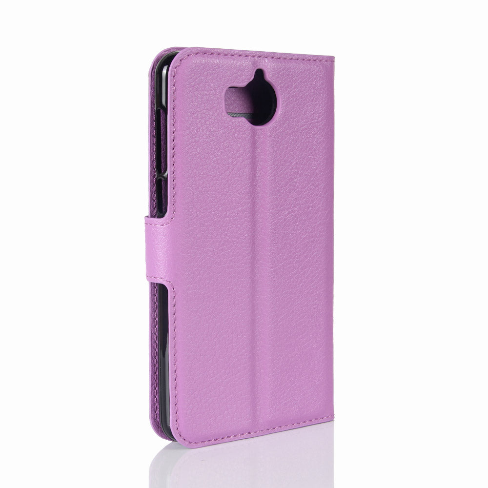 For Huawei Y5 (2017) / Y6 (2017) Litchi Texture PU Leather Card Slots Stand Phone Casing
