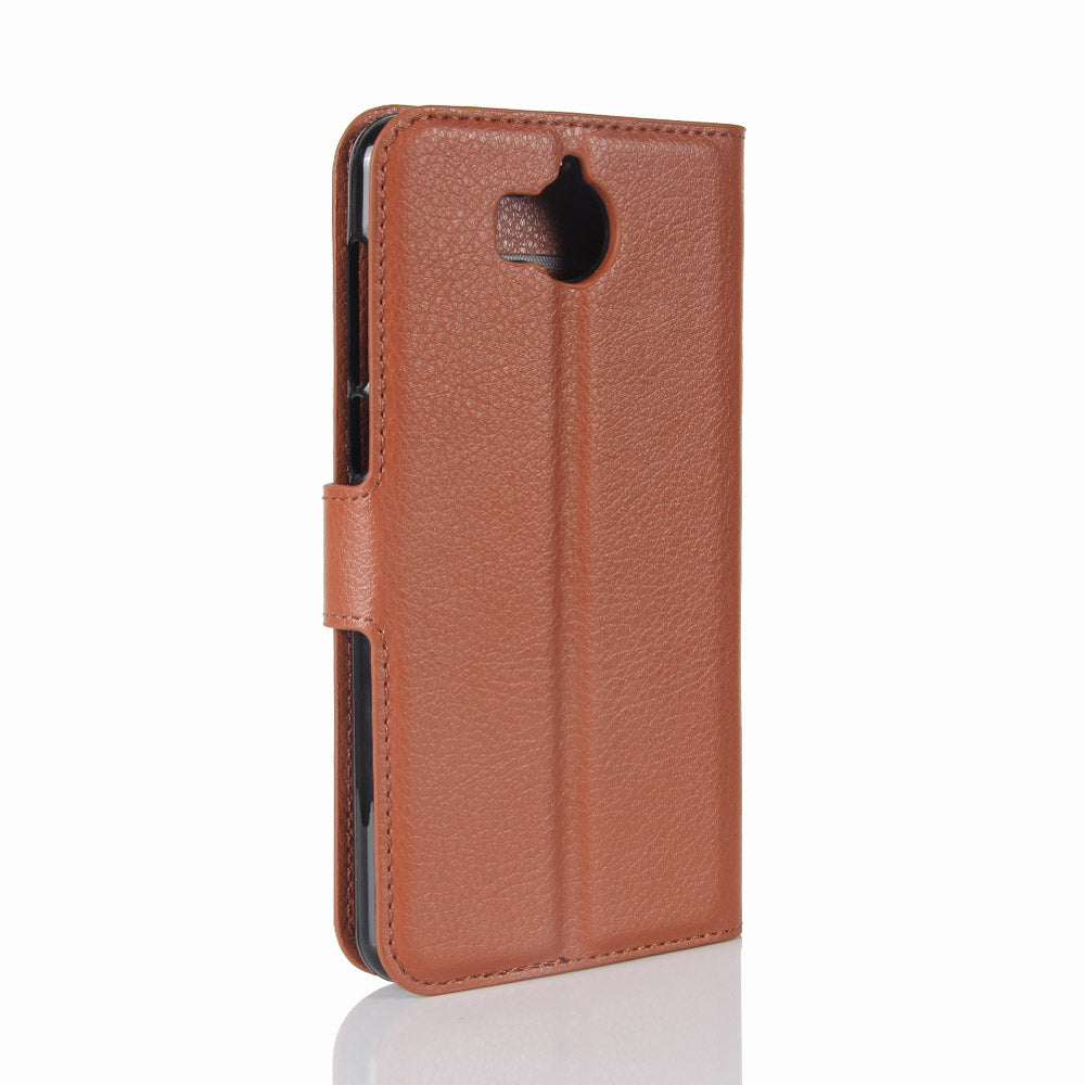 For Huawei Y5 (2017) / Y6 (2017) Litchi Texture PU Leather Card Slots Stand Phone Casing