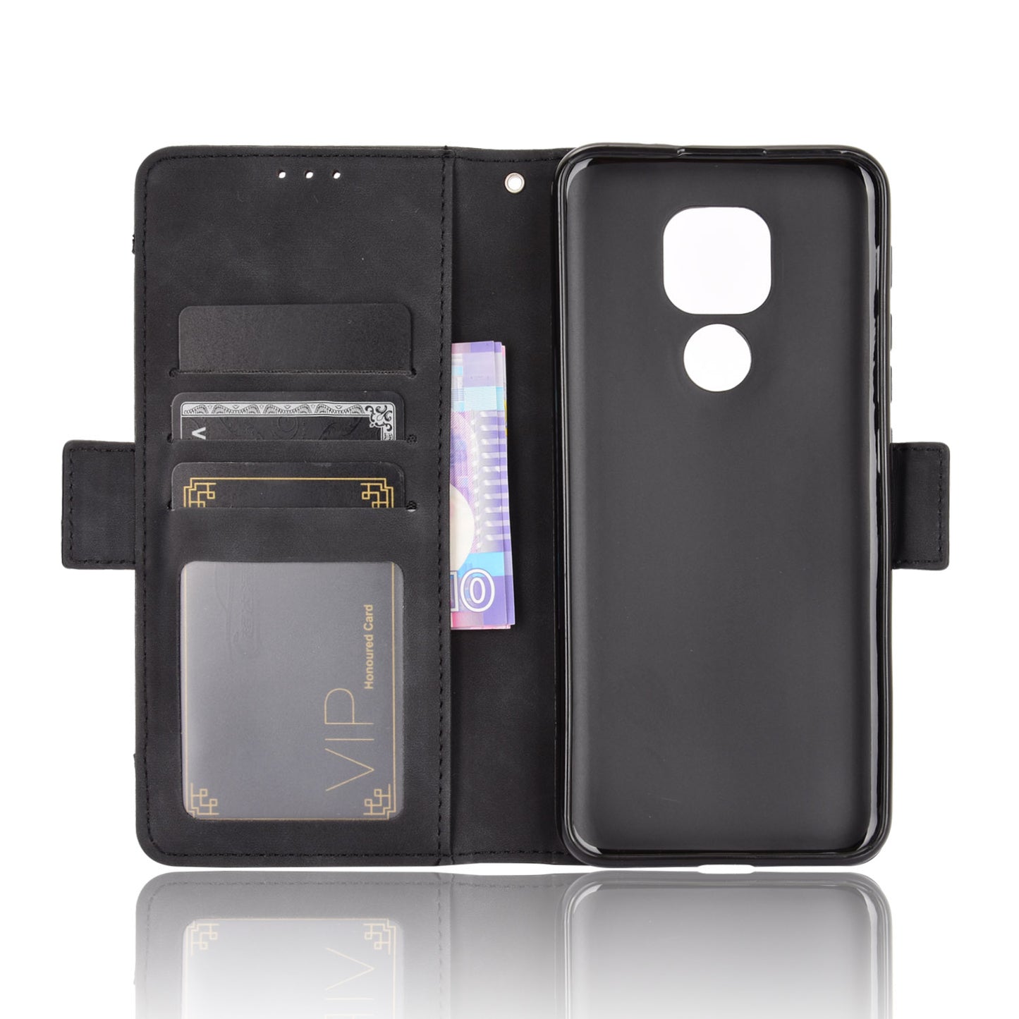 Multi-slot Leather Case Wallet Stand Shell Protector for Motorola Moto E7 Plus