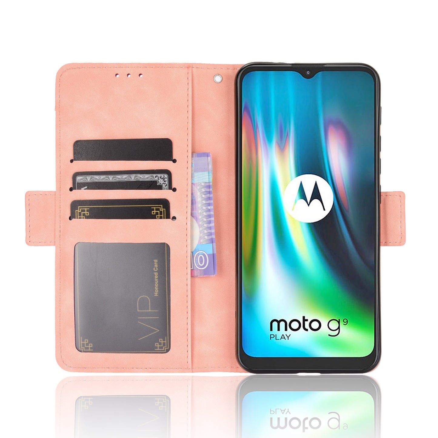 Multi-slot Leather Case Wallet Stand Shell Protector for Motorola Moto E7 Plus