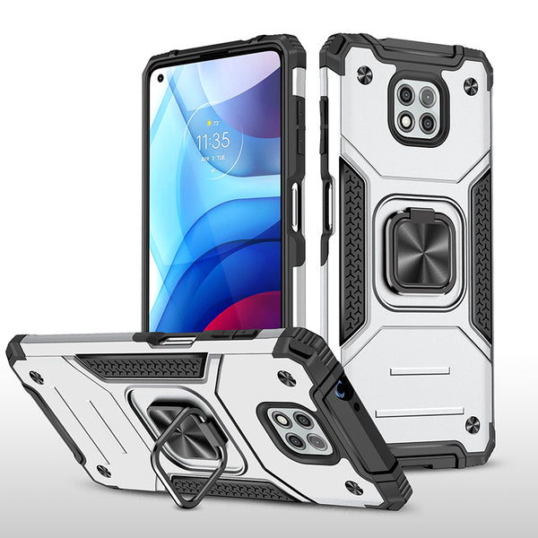 For Motorola Moto G Power (2021) Kickstand Shockproof 2-in-1 Hybrid Hard PC + Soft TPU Protective Case