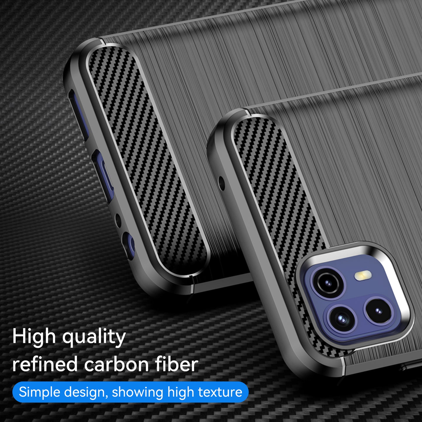 1.8mm Ultra Thin Flexible TPU Case Carbon Fiber Texture Drop-Proof Anti-Fall Air Bag Phone Cover with Brushed Surface for Motorola Moto G50 5G