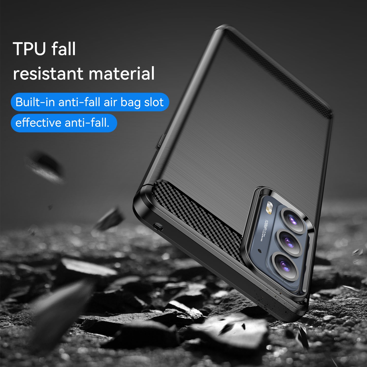 1.8mm Ultra Thin Soft TPU Case Anti-Fall Air Cushion Corners Design Carbon Fiber Texture Phone Cover with Brushed Surface for Motorola Edge 20