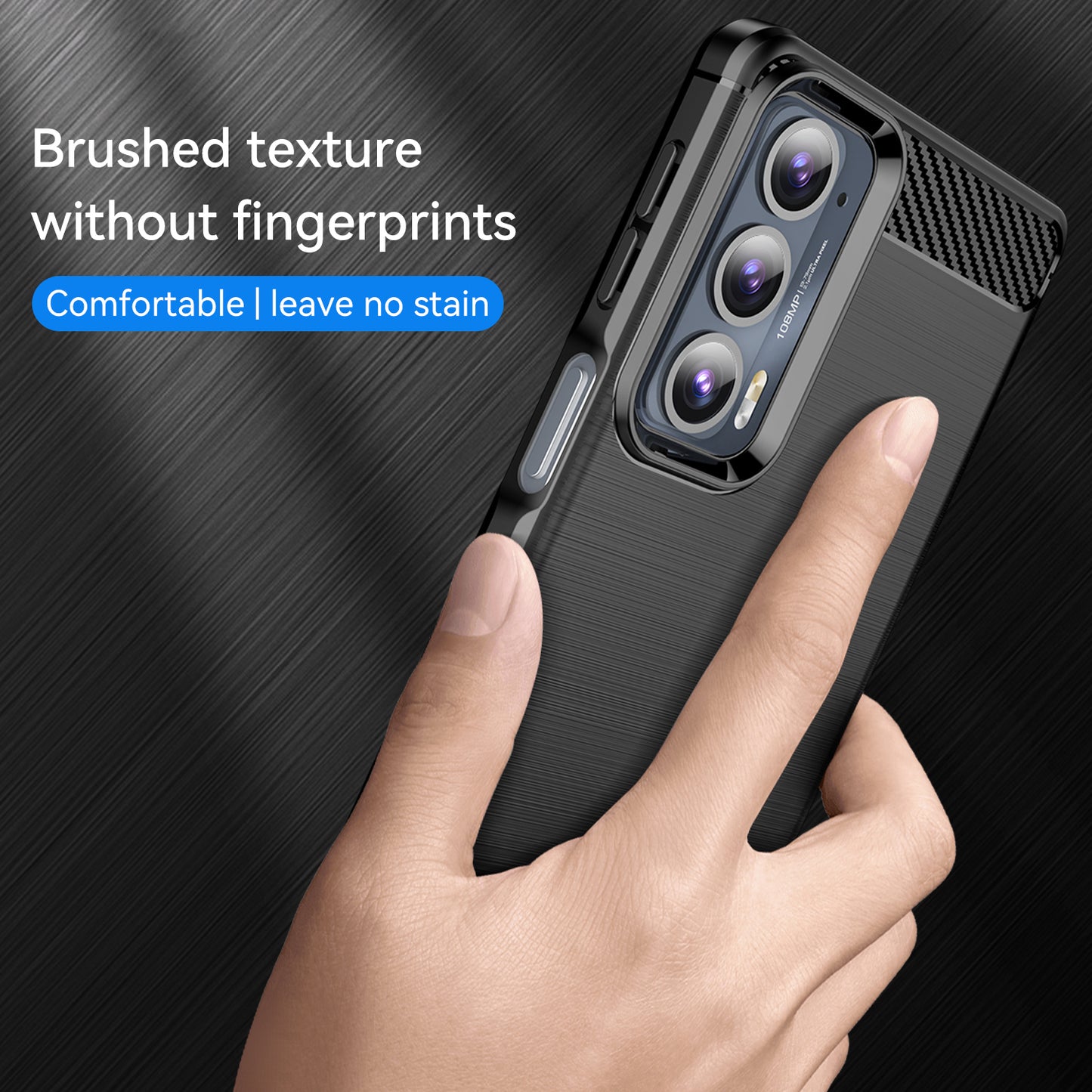 1.8mm Ultra Thin Soft TPU Case Anti-Fall Air Cushion Corners Design Carbon Fiber Texture Phone Cover with Brushed Surface for Motorola Edge 20