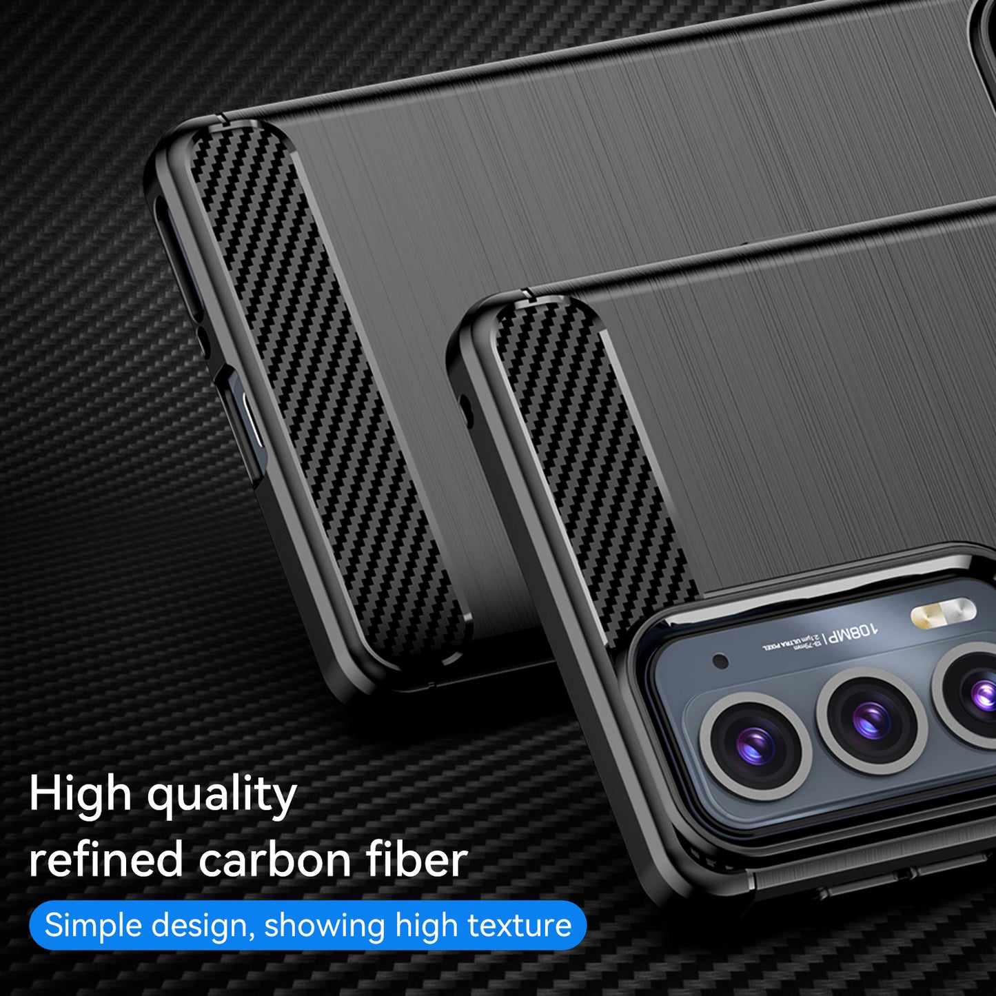 1.8mm Ultra Thin Soft TPU Case Anti-Fall Air Cushion Corners Design Carbon Fiber Texture Phone Cover with Brushed Surface for Motorola Edge 20