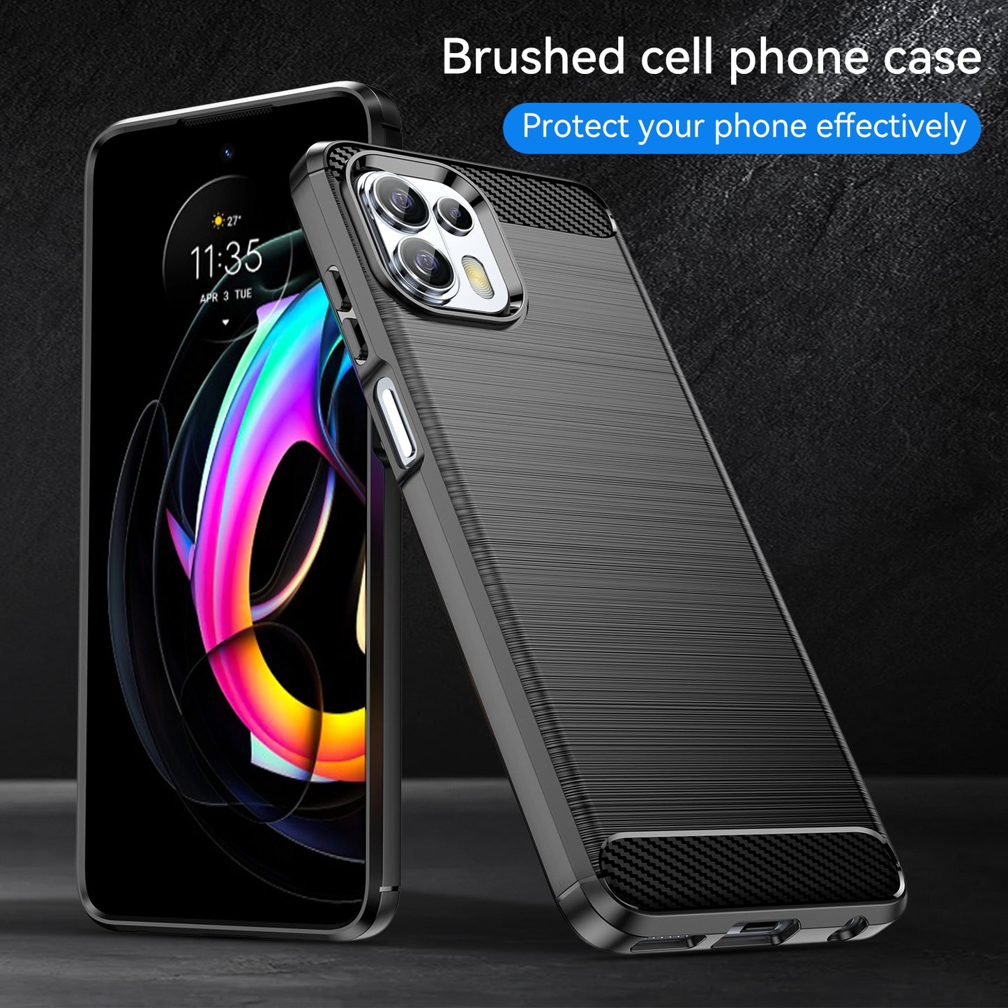 1.8mm Flexible Carbon Fiber Texture TPU Case Phone Cover Brushed Surface Anti-Drop Air Cushion for Motorola Edge 20 Lite/Edge 20 Fusion
