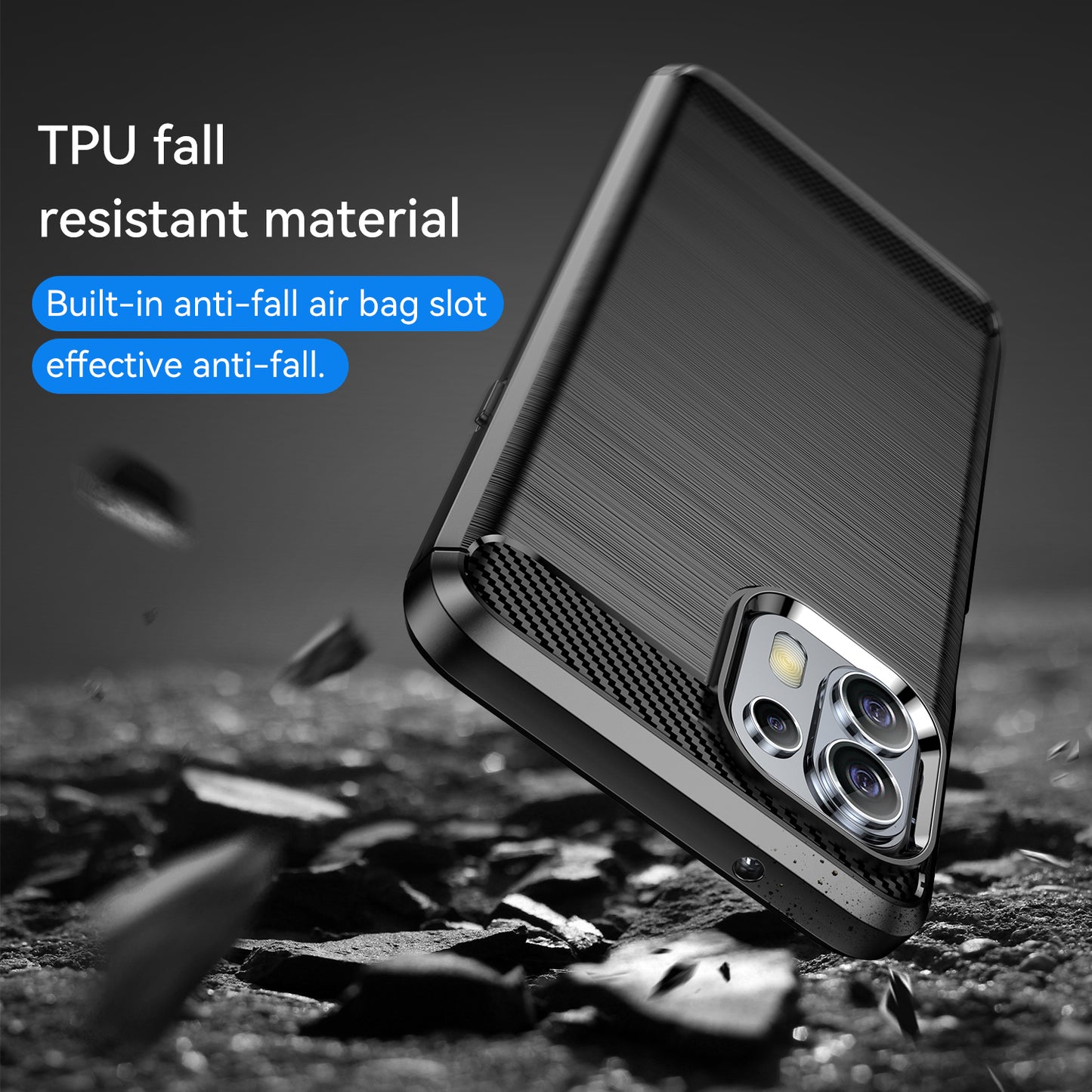 1.8mm Flexible Carbon Fiber Texture TPU Case Phone Cover Brushed Surface Anti-Drop Air Cushion for Motorola Edge 20 Lite/Edge 20 Fusion