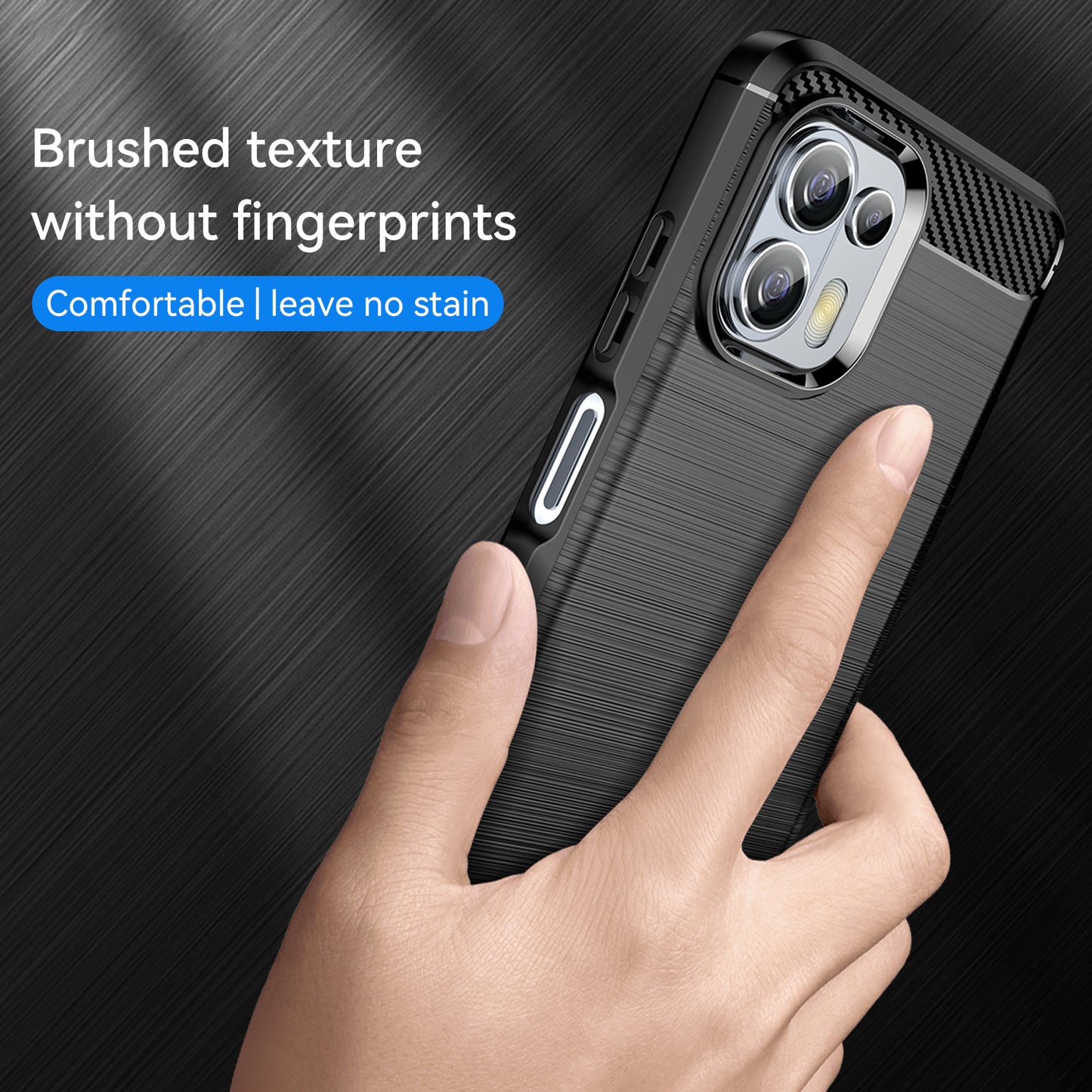 1.8mm Flexible Carbon Fiber Texture TPU Case Phone Cover Brushed Surface Anti-Drop Air Cushion for Motorola Edge 20 Lite/Edge 20 Fusion