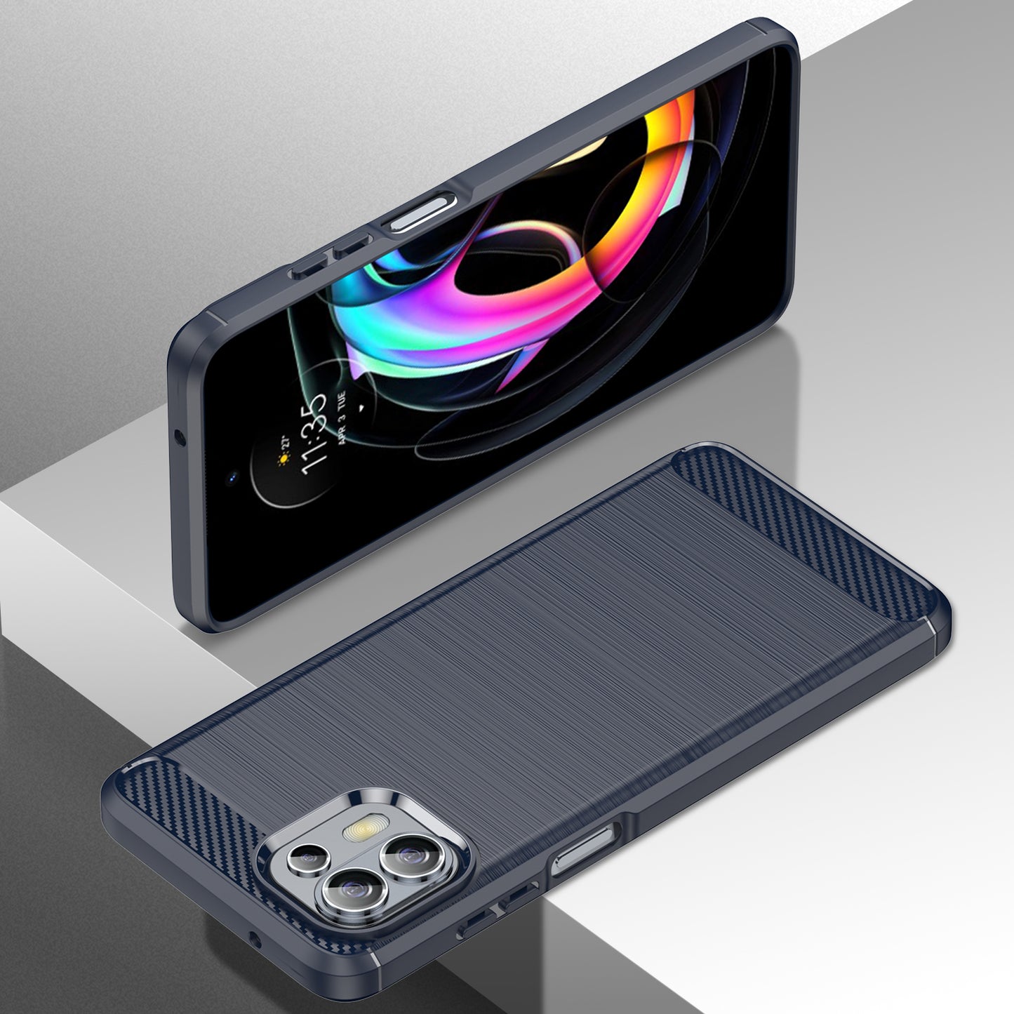 1.8mm Flexible Carbon Fiber Texture TPU Case Phone Cover Brushed Surface Anti-Drop Air Cushion for Motorola Edge 20 Lite/Edge 20 Fusion