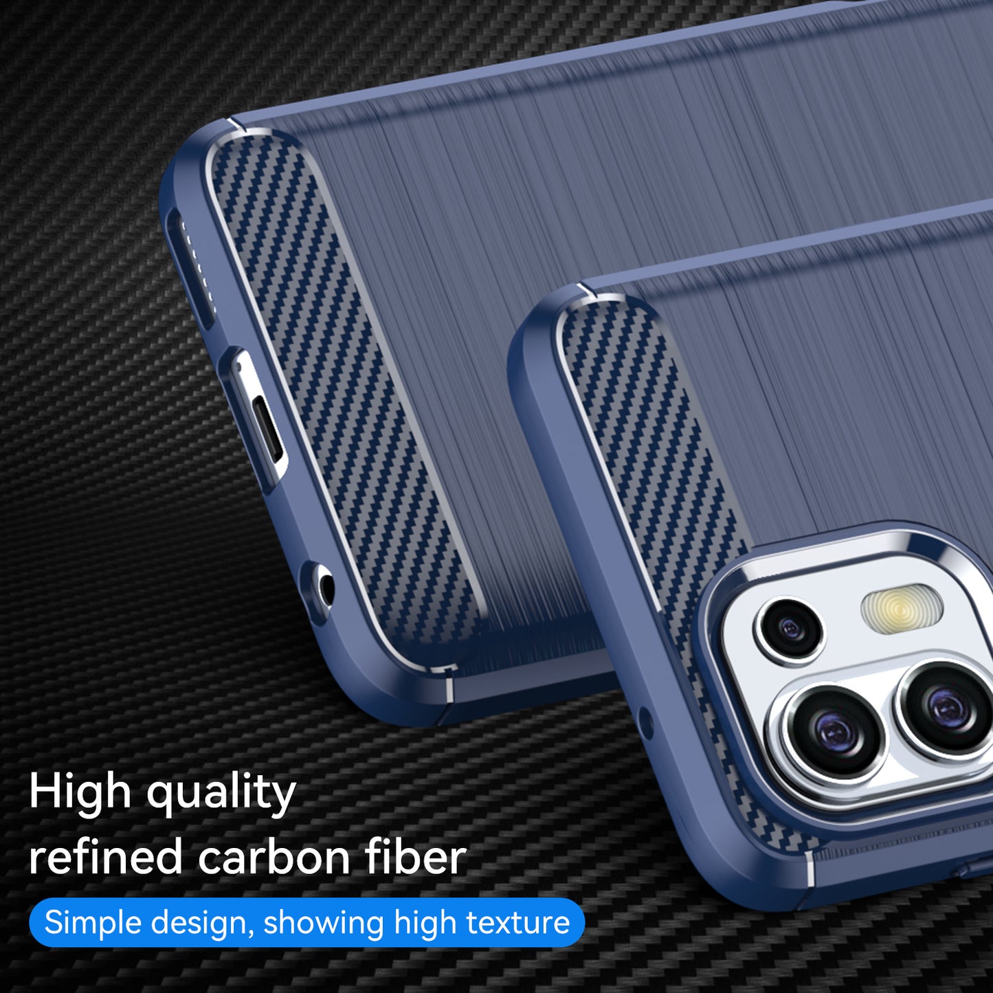 1.8mm Flexible Carbon Fiber Texture TPU Case Phone Cover Brushed Surface Anti-Drop Air Cushion for Motorola Edge 20 Lite/Edge 20 Fusion