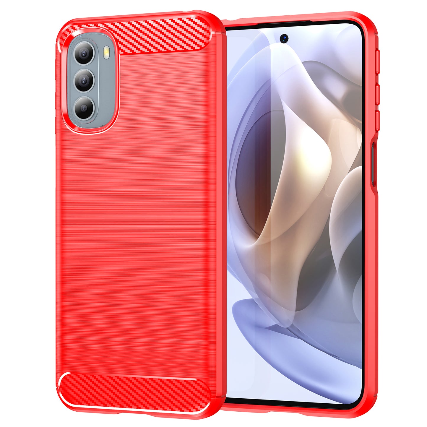 1.8mm Flexible Carbon Fiber Texture TPU Case Brushed Surface Phone Cover with Drop-Proof Air Bag Buffer for Motorola Moto G31/G41