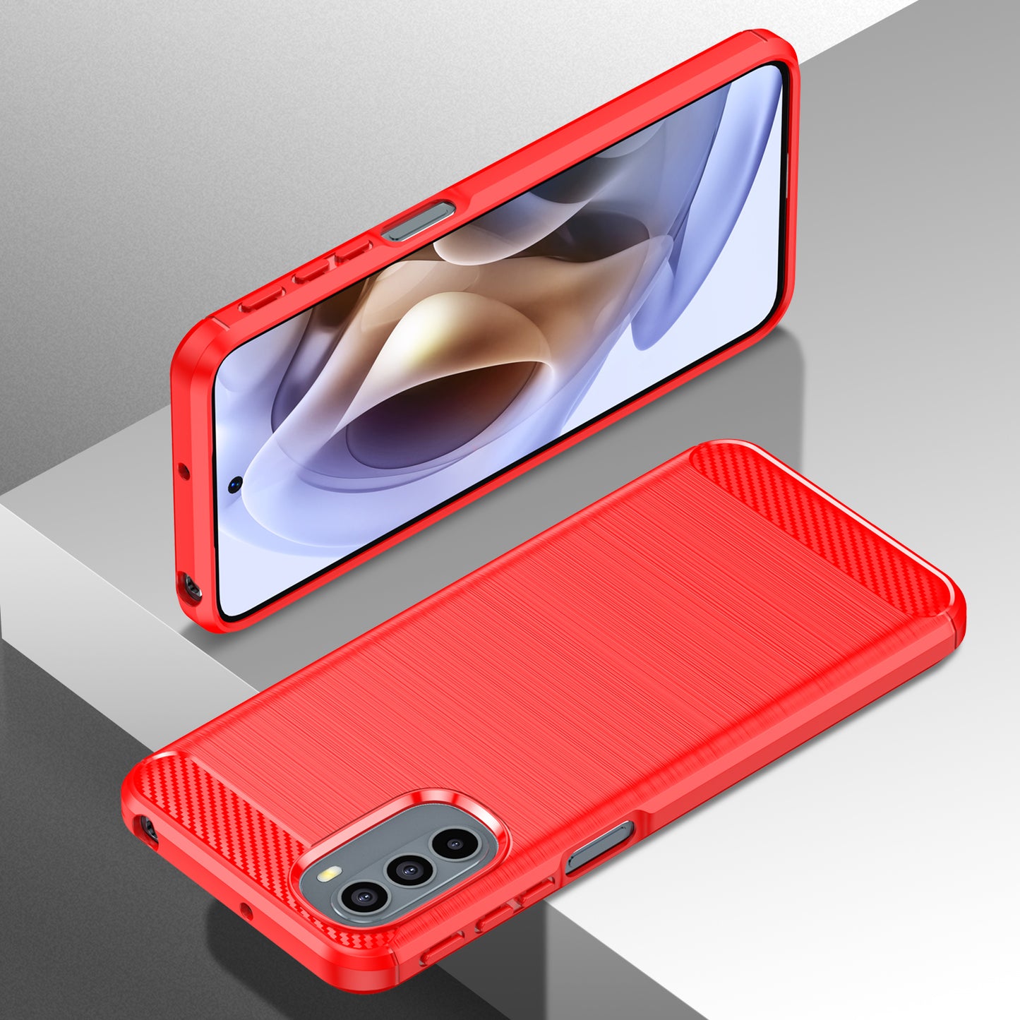 1.8mm Flexible Carbon Fiber Texture TPU Case Brushed Surface Phone Cover with Drop-Proof Air Bag Buffer for Motorola Moto G31/G41