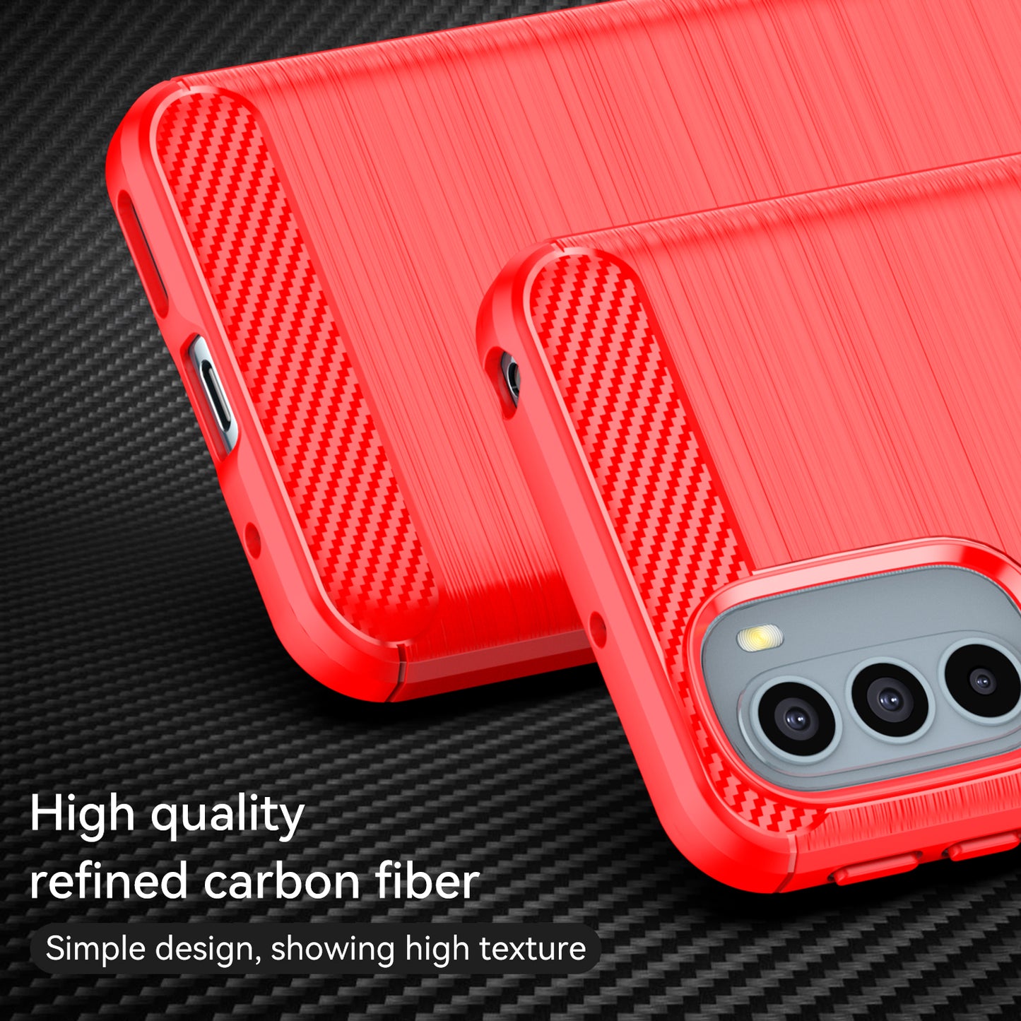 1.8mm Flexible Carbon Fiber Texture TPU Case Brushed Surface Phone Cover with Drop-Proof Air Bag Buffer for Motorola Moto G31/G41