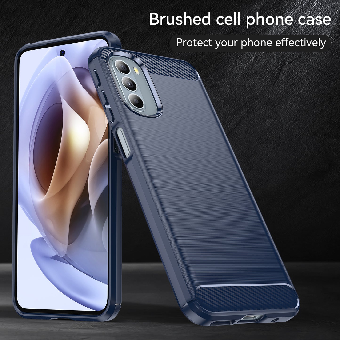 1.8mm Flexible Carbon Fiber Texture TPU Case Brushed Surface Phone Cover with Drop-Proof Air Bag Buffer for Motorola Moto G31/G41