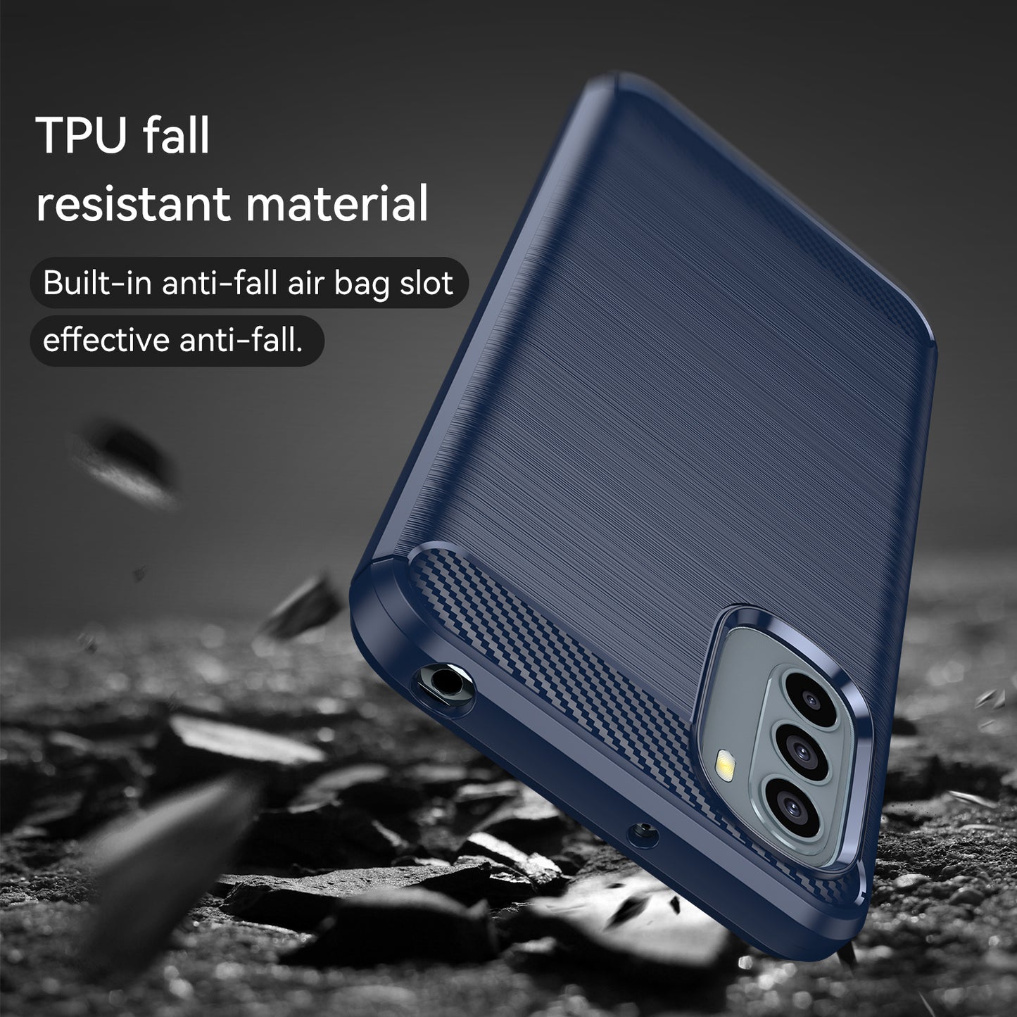 1.8mm Flexible Carbon Fiber Texture TPU Case Brushed Surface Phone Cover with Drop-Proof Air Bag Buffer for Motorola Moto G31/G41