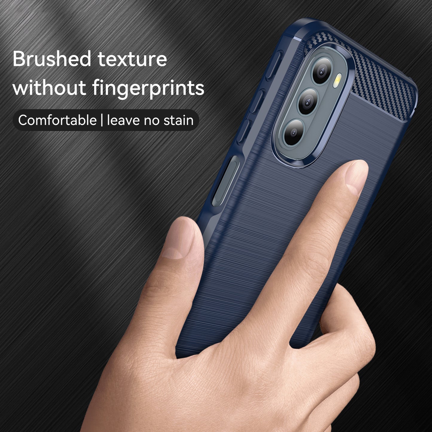 1.8mm Flexible Carbon Fiber Texture TPU Case Brushed Surface Phone Cover with Drop-Proof Air Bag Buffer for Motorola Moto G31/G41