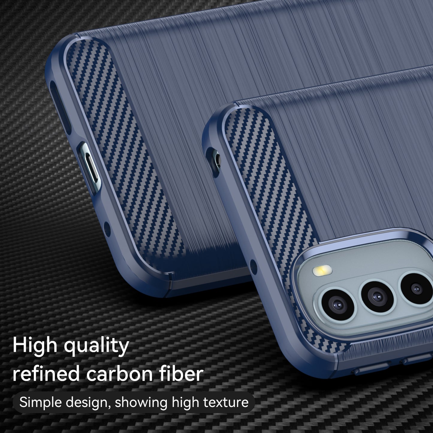 1.8mm Flexible Carbon Fiber Texture TPU Case Brushed Surface Phone Cover with Drop-Proof Air Bag Buffer for Motorola Moto G31/G41