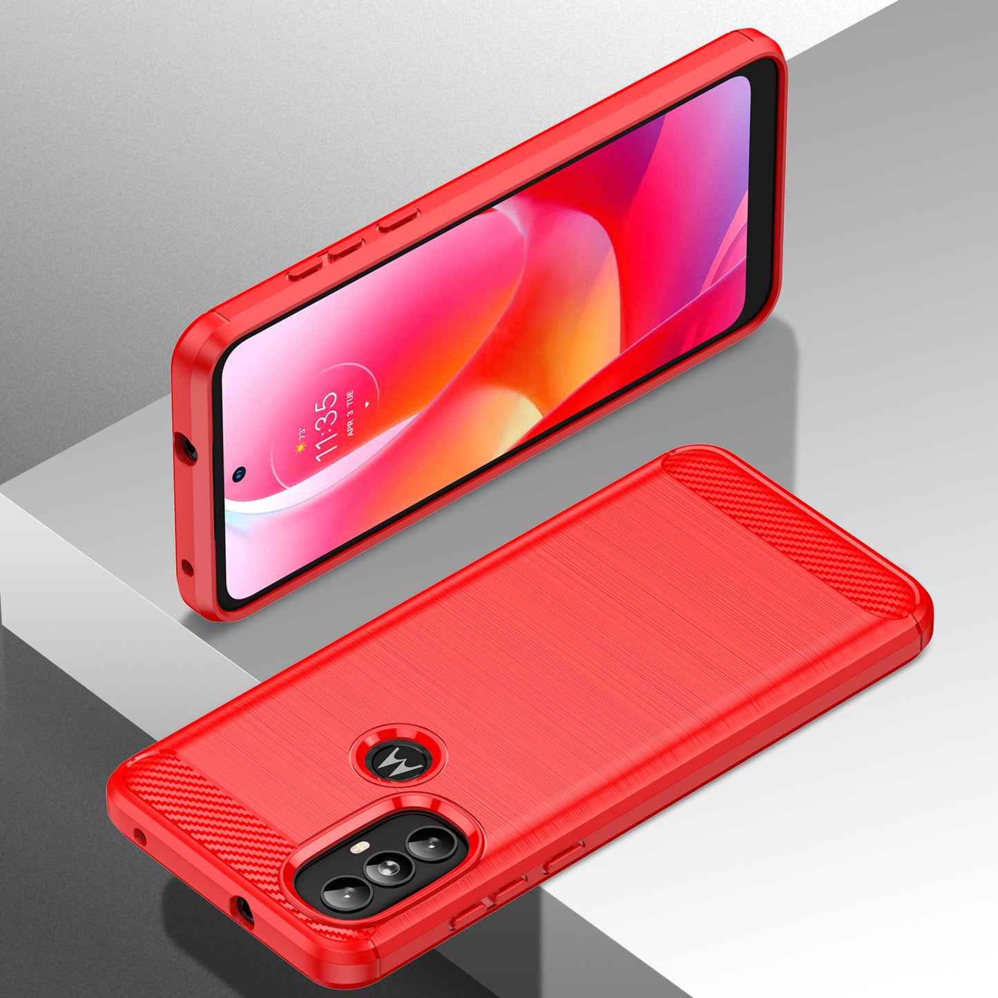 1.8mm Carbon Fiber Texture TPU Case Brushed Surface Super Flexible Buffering Phone Cover for Motorola Moto G Power (2022)