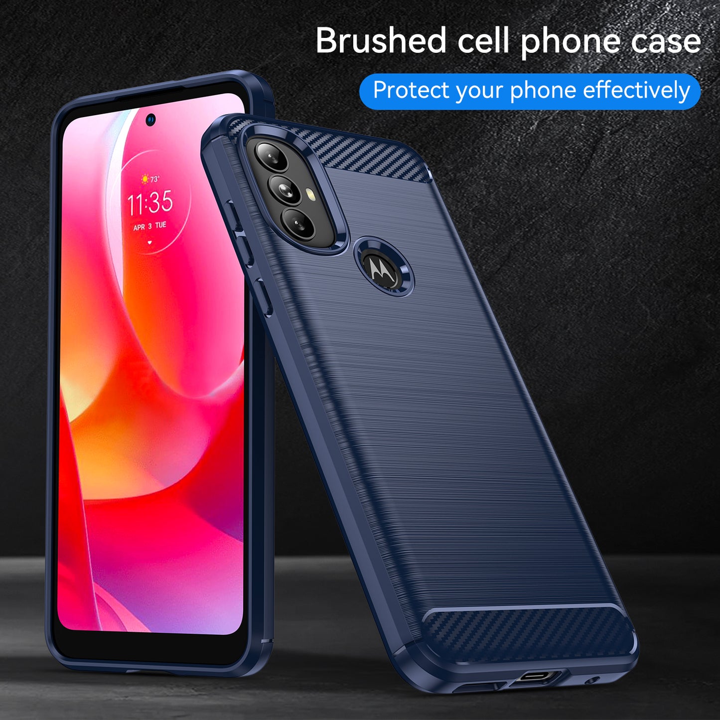 1.8mm Carbon Fiber Texture TPU Case Brushed Surface Super Flexible Buffering Phone Cover for Motorola Moto G Power (2022)