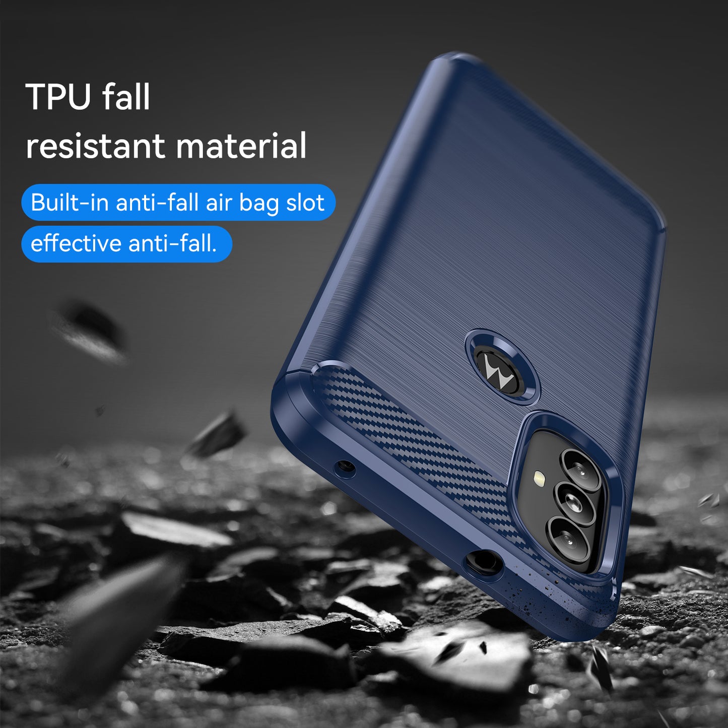 1.8mm Carbon Fiber Texture TPU Case Brushed Surface Super Flexible Buffering Phone Cover for Motorola Moto G Power (2022)