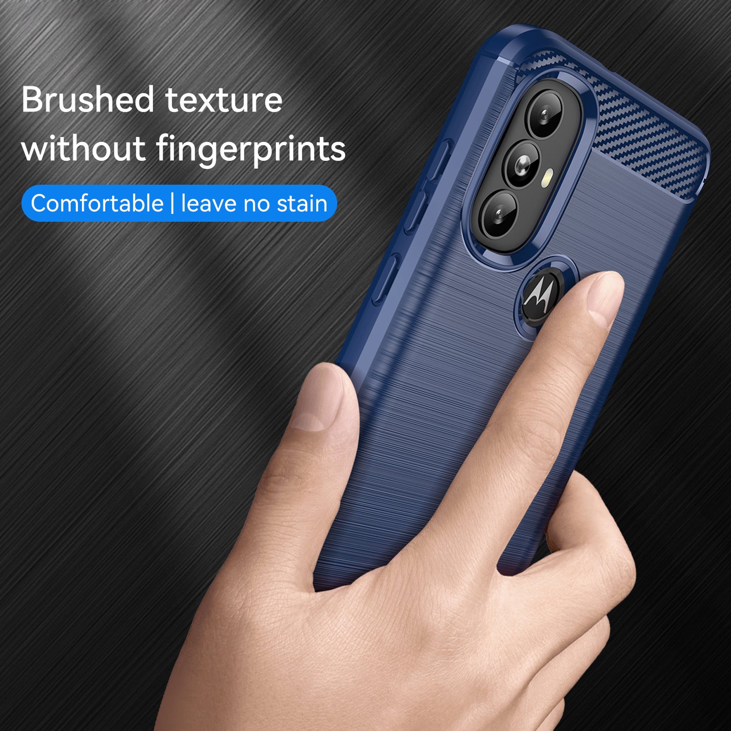 1.8mm Carbon Fiber Texture TPU Case Brushed Surface Super Flexible Buffering Phone Cover for Motorola Moto G Power (2022)