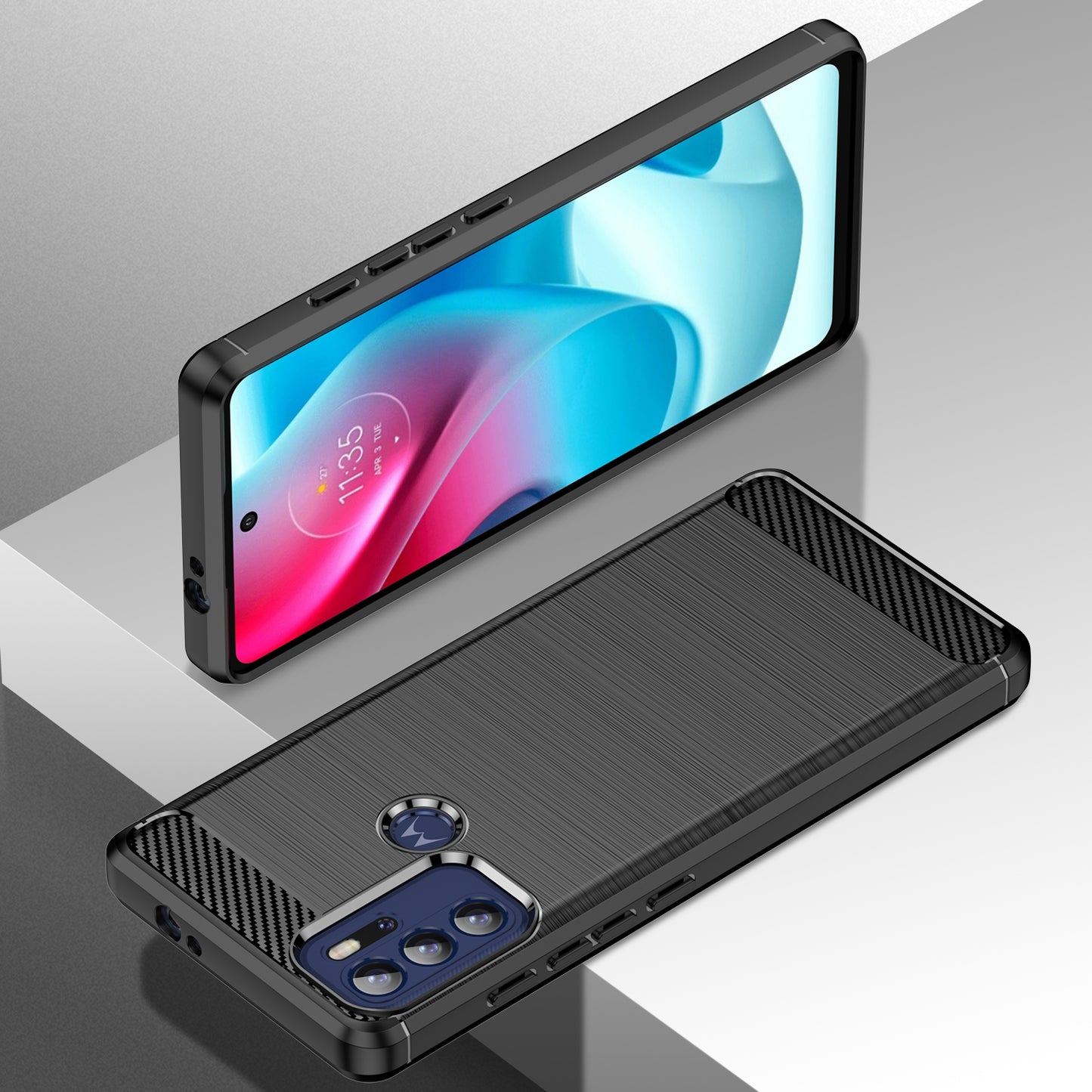 1.8mm Heat Dissipation Carbon Fiber Texture Brushed Surface Super Flexible TPU Case Phone Cover for Motorola Moto G60S/G60