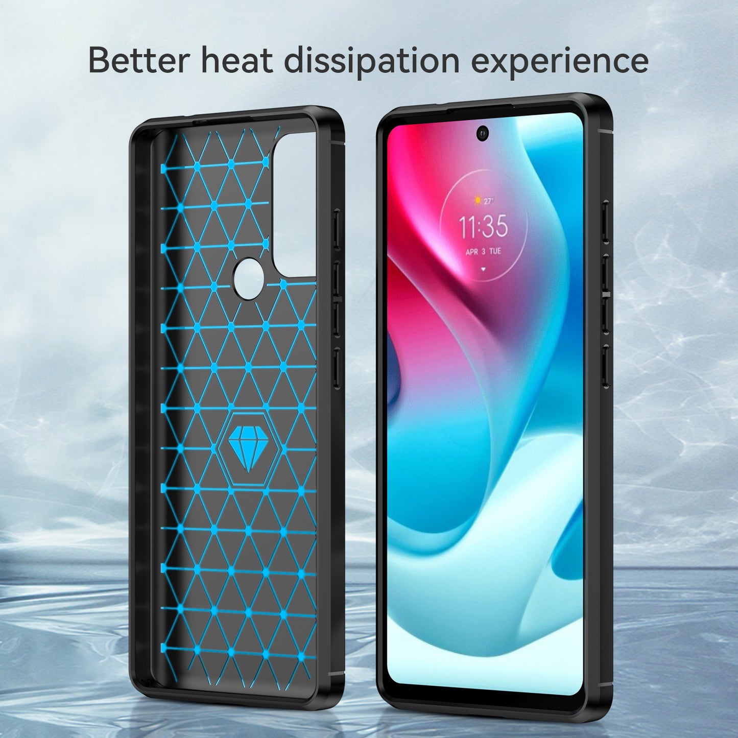 1.8mm Heat Dissipation Carbon Fiber Texture Brushed Surface Super Flexible TPU Case Phone Cover for Motorola Moto G60S/G60