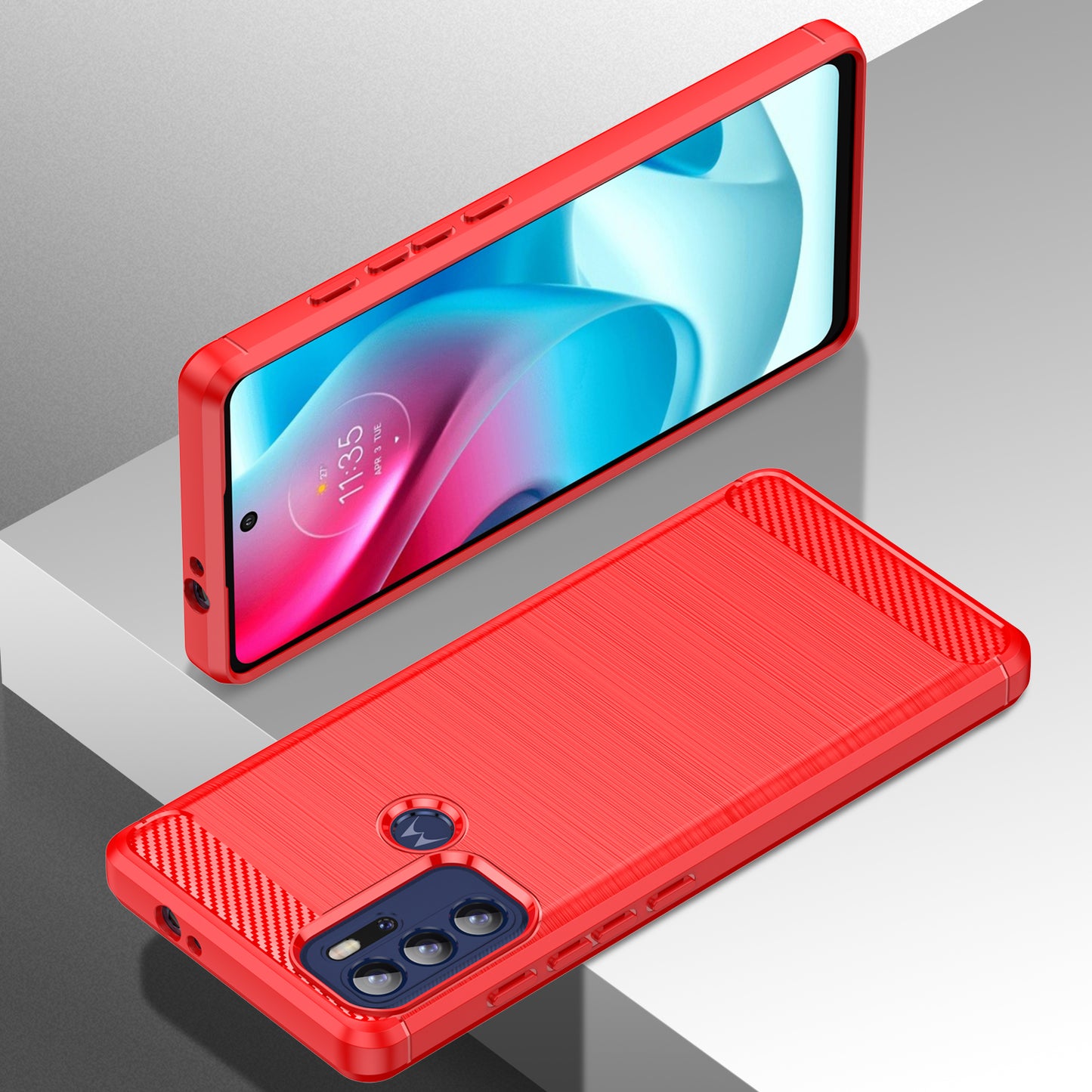 1.8mm Heat Dissipation Carbon Fiber Texture Brushed Surface Super Flexible TPU Case Phone Cover for Motorola Moto G60S/G60