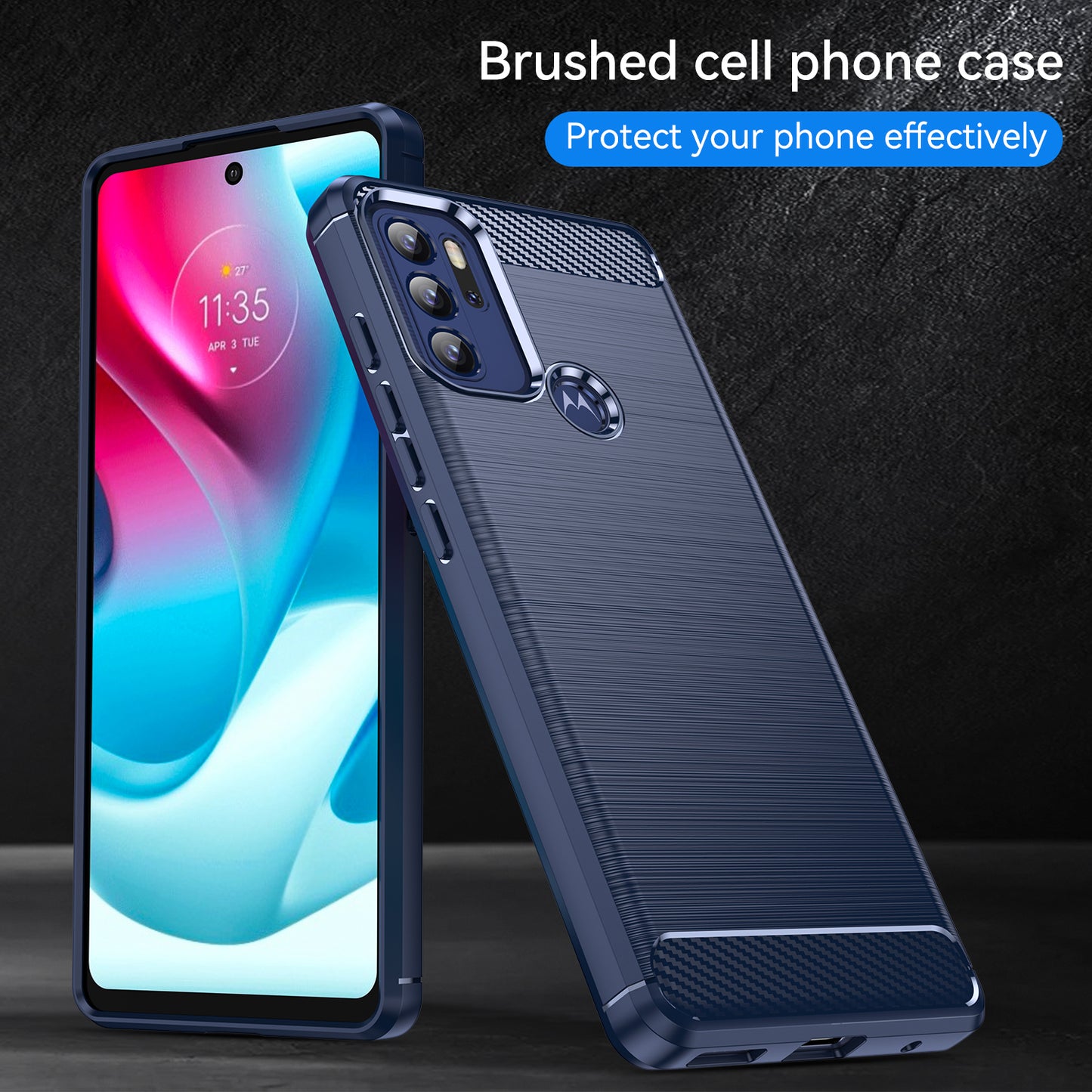 1.8mm Heat Dissipation Carbon Fiber Texture Brushed Surface Super Flexible TPU Case Phone Cover for Motorola Moto G60S/G60