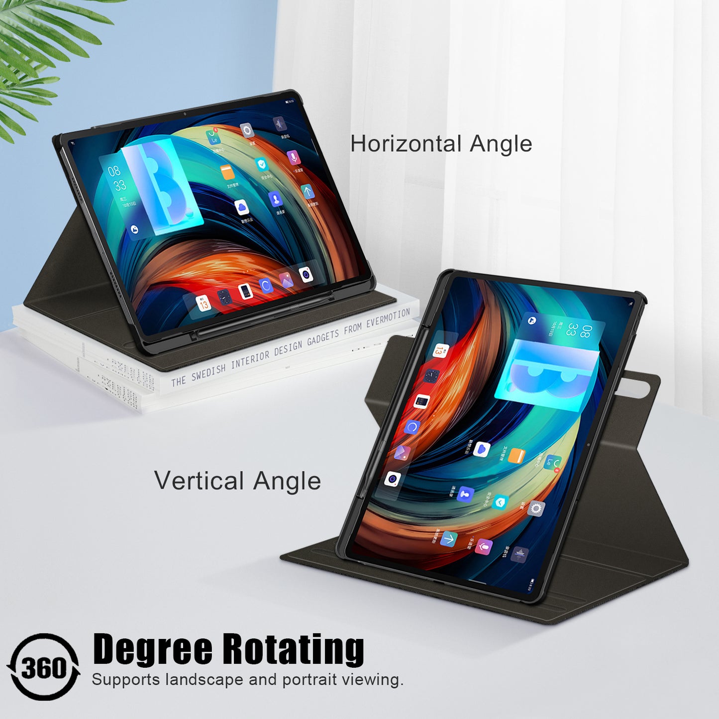 For Lenovo Tab P12 Pro 12.6 inch PU Leather Rotary Stand Tablet Case with Auto Wake/Sleep
