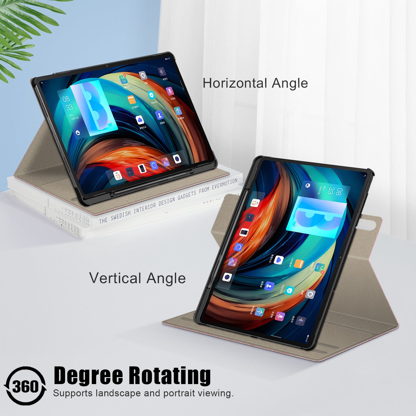 For Lenovo Tab P12 Pro 12.6 inch PU Leather Rotary Stand Tablet Case with Auto Wake/Sleep