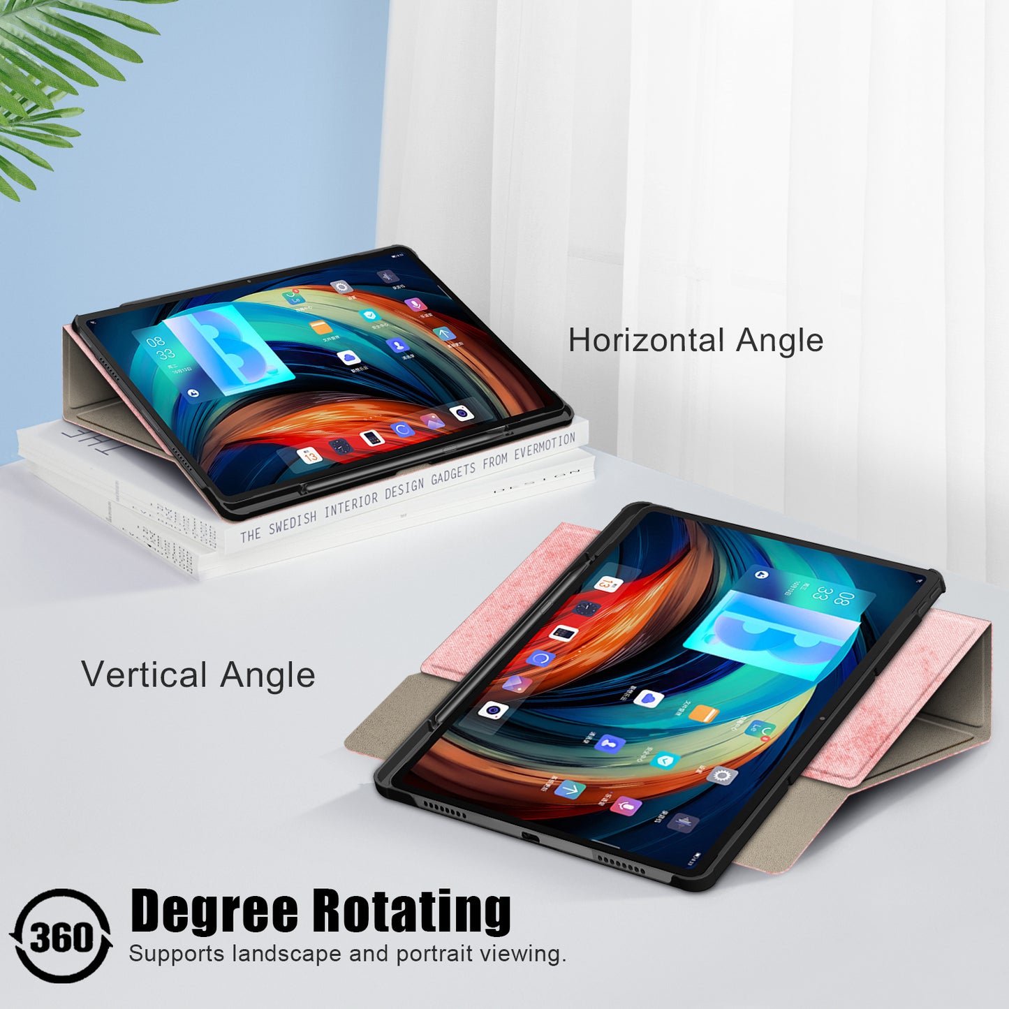 For Lenovo Tab P12 Pro 12.6 inch PU Leather Rotary Stand Tablet Case with Auto Wake/Sleep