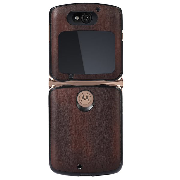 Vertical Flip Textured PU Leather Coated Hybrid Case for Motorola Razr 5G, Slim Pocket Szie TPU + PC Bottom Mobile Phone Cover Accessory