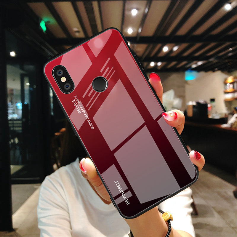 Gradient Glass + TPU + PC Hybrid Back Case for Xiaomi Redmi Note 5 Pro