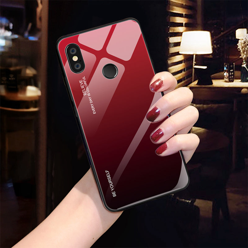 Gradient Glass + TPU + PC Hybrid Back Case for Xiaomi Redmi Note 5 Pro