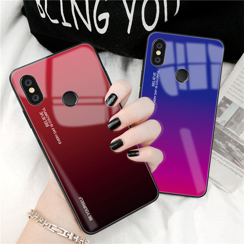 Gradient Glass + TPU + PC Hybrid Back Case for Xiaomi Redmi Note 5 Pro