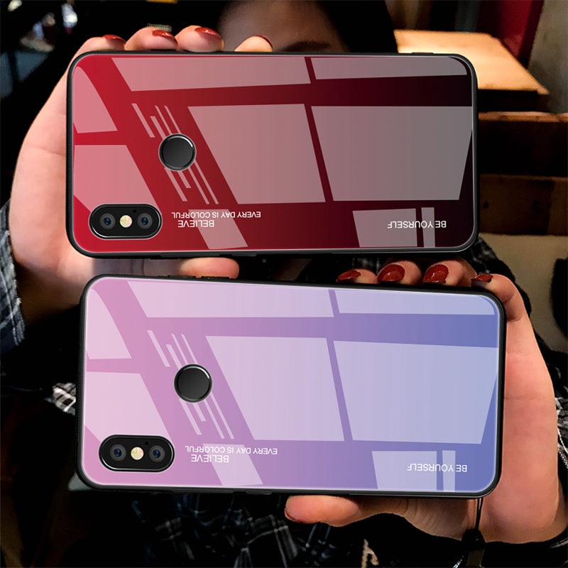 Gradient Glass + TPU + PC Hybrid Back Case for Xiaomi Redmi Note 5 Pro