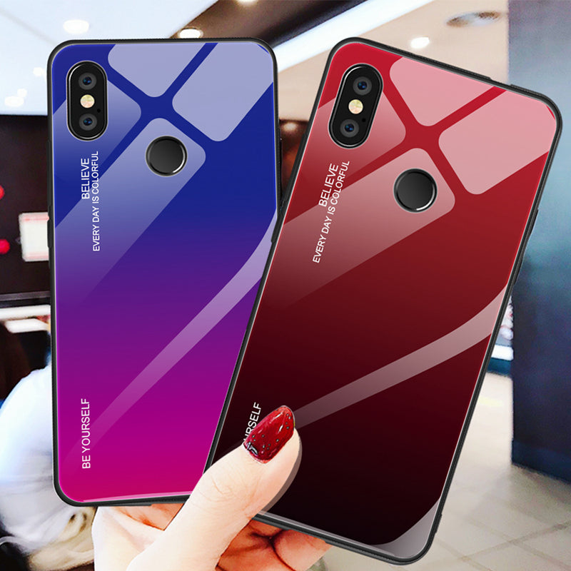 Gradient Glass + TPU + PC Hybrid Back Case for Xiaomi Redmi Note 5 Pro