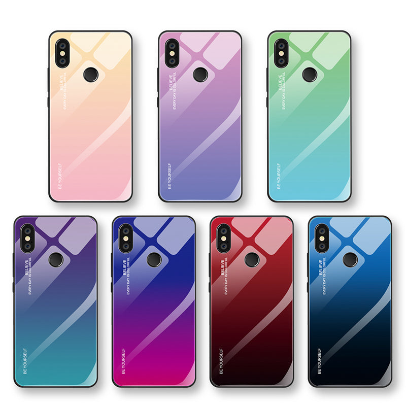Gradient Glass + TPU + PC Hybrid Back Case for Xiaomi Redmi Note 5 Pro