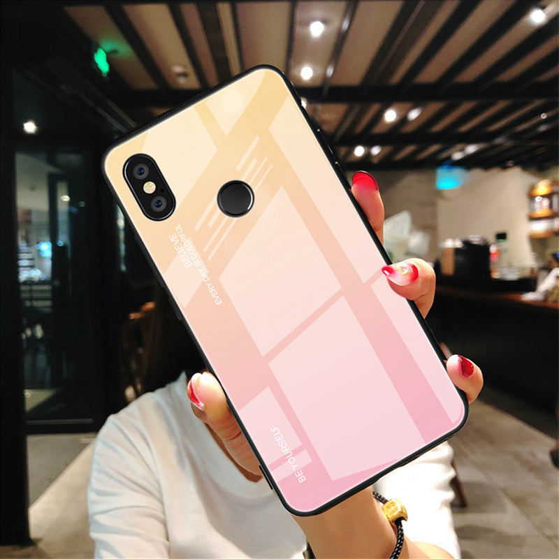 Gradient Glass + TPU + PC Hybrid Back Case for Xiaomi Redmi Note 5 Pro