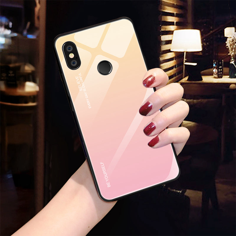 Gradient Glass + TPU + PC Hybrid Back Case for Xiaomi Redmi Note 5 Pro