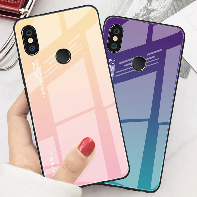 Gradient Glass + TPU + PC Hybrid Back Case for Xiaomi Redmi Note 5 Pro