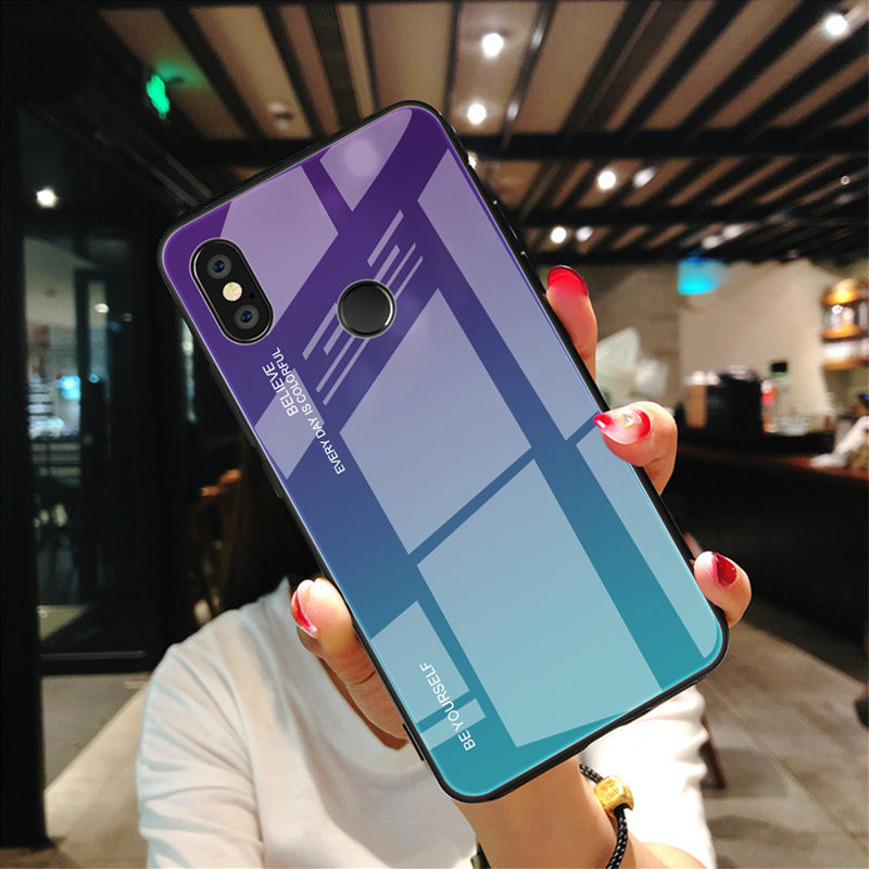 Gradient Glass + TPU + PC Hybrid Back Case for Xiaomi Redmi Note 5 Pro