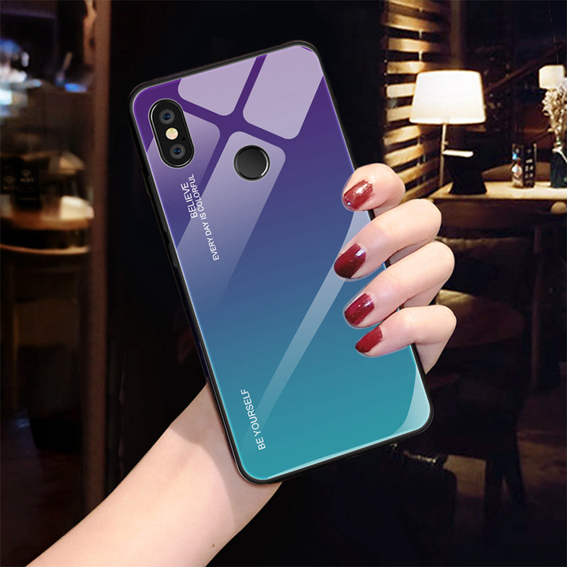 Gradient Glass + TPU + PC Hybrid Back Case for Xiaomi Redmi Note 5 Pro