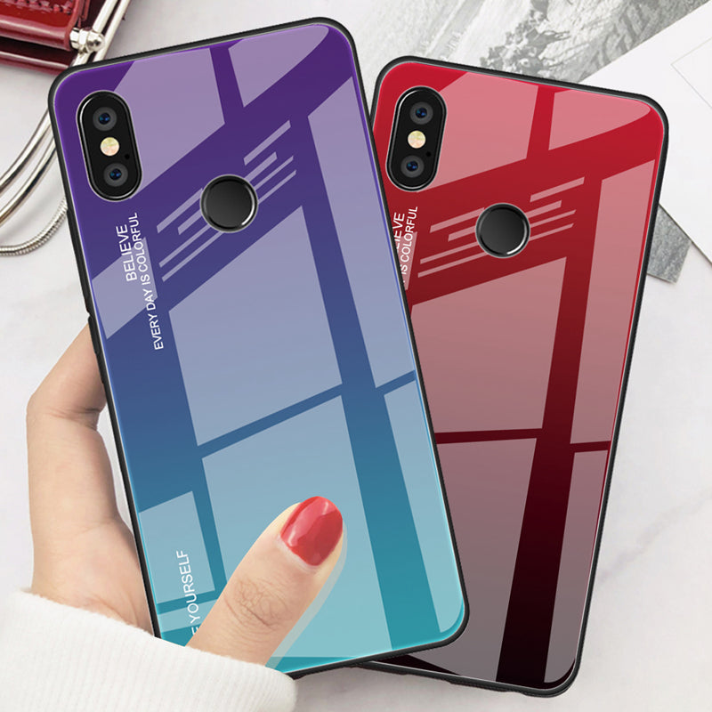 Gradient Glass + TPU + PC Hybrid Back Case for Xiaomi Redmi Note 5 Pro