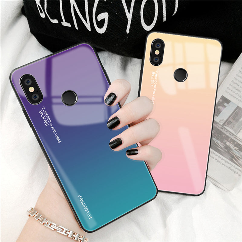 Gradient Glass + TPU + PC Hybrid Back Case for Xiaomi Redmi Note 5 Pro