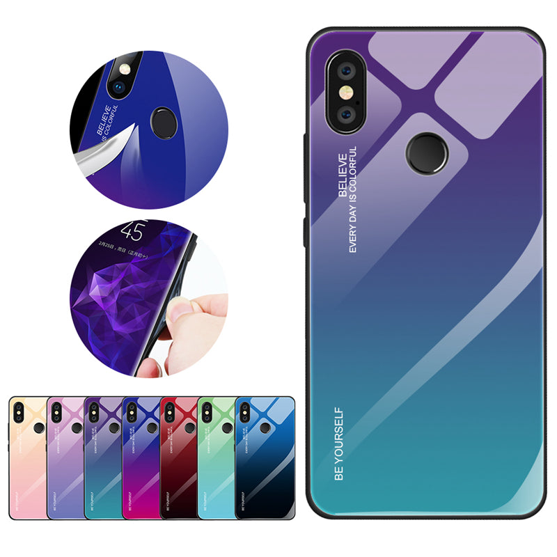 Gradient Glass + TPU + PC Hybrid Back Case for Xiaomi Redmi Note 5 Pro