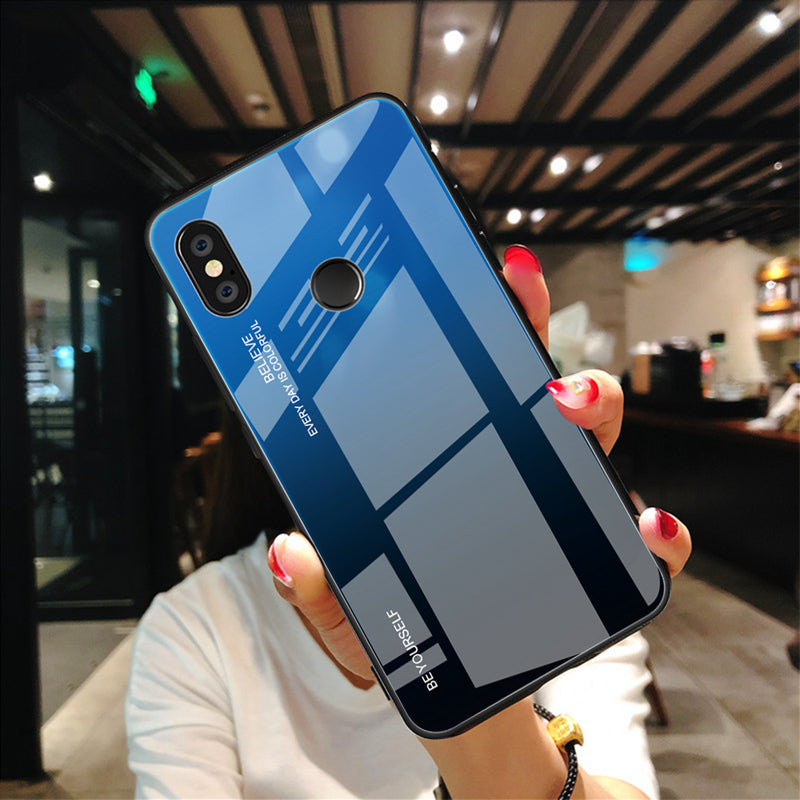 Gradient Glass + TPU + PC Hybrid Back Case for Xiaomi Redmi Note 5 Pro